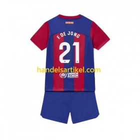 FC Barcelona Frenkie de Jong 21 Kinder Heim Trikotsatz 2023/24 Kurzarm